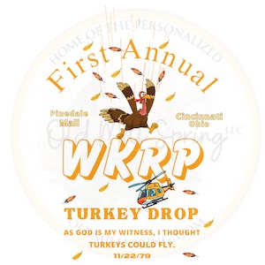 Primo file Png annuale di Turchia Drop, divertente WKRP Turkey Drop Png, ringraziamento per la Turchia Drop Png