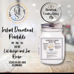 Printable Pantry Label- Country Gravy Mix - PDF / SVG / PNG, Old Mill Spring Country Gravy Mix, Print at Home Homemade Gravy Mix Label