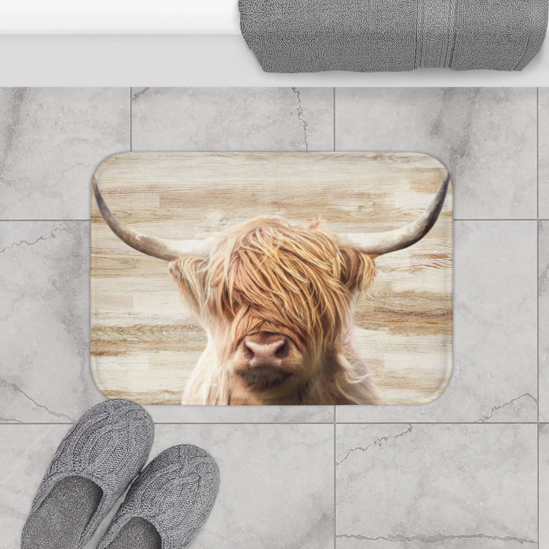 Hairy Cow Highland Cow Bath Mat Cow Rugs and Mats Rustic Etsy