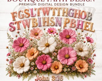 For God So Loved John 3:16, Christian Floral Faith Design