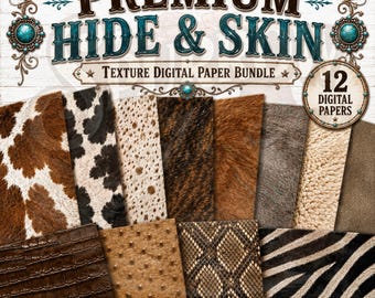 Seamless Hide & Skin Texture Digital Papers: Animal Print Backgrounds (Commercial Use)