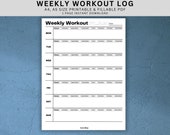 Weekly Workout Planner Printable, A4 A5 (Digital Download)