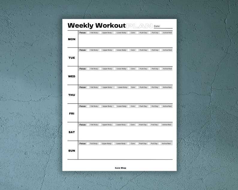 Workout Tracker Printable, Daily Exercise Log, Fitness Planner, Gym