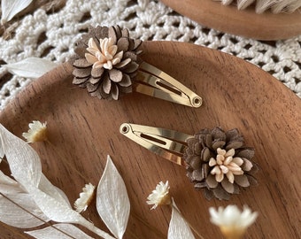 Hair clip for girls with brown flowers in a set of 2 | Hair clip girls | Hair clip flower | Hair clip baby | Children's hair accessories