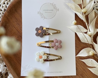 Mini Haarspangen Set für Mädchen mit Blumen 3er Set | Haarspangen 3cm | Haarklammern Kleinkind | Kinder Haarschmuck Hochzeit | Geschenk Baby