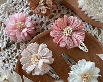 Barrette à cheveux pour fille "Martha" avec fleurs en lot de 2 en or ou argent Filles de pince à cheveux de fleur | Accessoires cheveux enfants | Pince à cheveux enfant