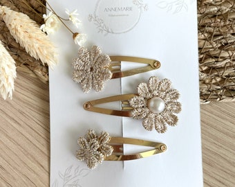 Haarspangen Set „Goldschimmer“ mit goldenen Spitzenblüten