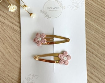 Haarspange „Lilli“ für Mädchen mit rosa Blume Hippie Boho | Mädchen Haarschmuck | Haarklammer Blümchen | Geschenkidee Mädchen