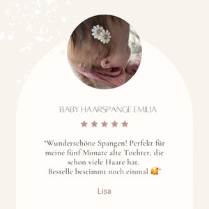 Baby Haarspange Emilia für Mädchen mit weiß-goldenen Blumen Haarschmuck Kinder Haarklammer Mädchen Blumen Baby Fotoshooting Outfit Bild 8