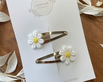 Haarclip “Ella” voor meisjes met madeliefjes in een set van 2 | Babyhaarclip | Haarclip bloem | Cadeau-idee meisje | Haarclip met madeliefjes