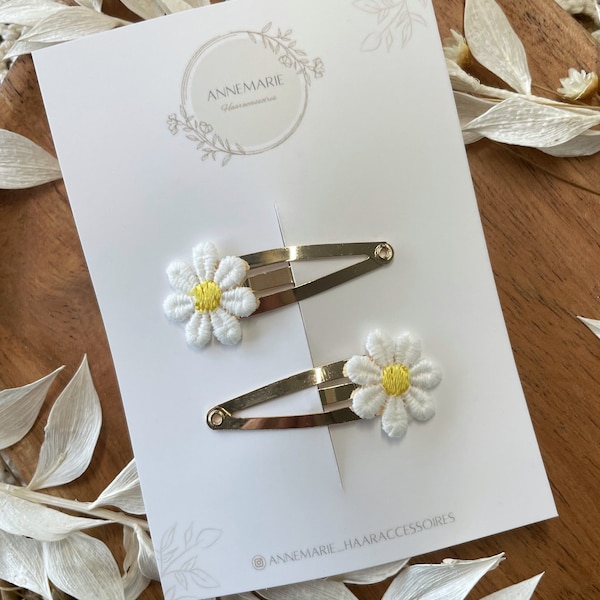 Haarspange „Ella“ für Mädchen mit Gänseblümchen im 2er Set | Baby Haarspange | Haarklammer Blume | Geschenkidee Mädchen | Haarclip Daisy