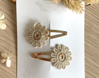 Hair clip “Sophia” for girls with golden flowers in a set of 2 | Baby hair clip | Hair clip flower | Gift idea girl | Daisy hair clip