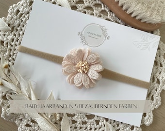 Diadema de bebé con flores para niñas | Accesorios para el pelo para niñas | Diadema de flores para bebés | Accesorios para el pelo de bebés para bautizo | Idea de regalo para bebés y Navidad
