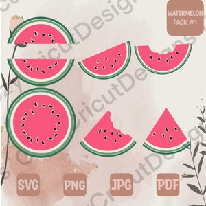 6pcs Watermelon bundle, Watermelon Svg, Bitten watermelon Svg, Watermelon slice Svg, Half watermelon Svg, Cricut designs, Melon Svg