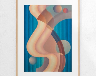 Modernes abstraktes geometrisches Kunstwerk, Art Deco-Design mit Farbverlauf (Digitaler Download)