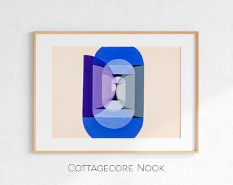 Blau Grau Violett Rad, Geometrische Abstrakte Spiral Kunst, Restauriert Museum Wandkunst (Digitaler Download)