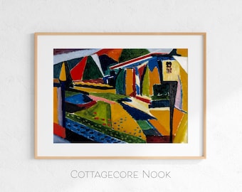 Bunte Abstrakte Landschaft, Modernist Wandkunst 1915 (Digitaler Download)