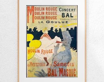 Moulin Rouge Paris Plakat 1891, Toulouse Lautrec Vintage Cabaret Kunst (Digitaler Download)