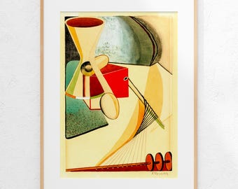 Pop-inspiriertes abstraktes Kunstwerk, lebendiges Art Deco - Bleistift und Aquarell Wandkunst (Digitaler Download)