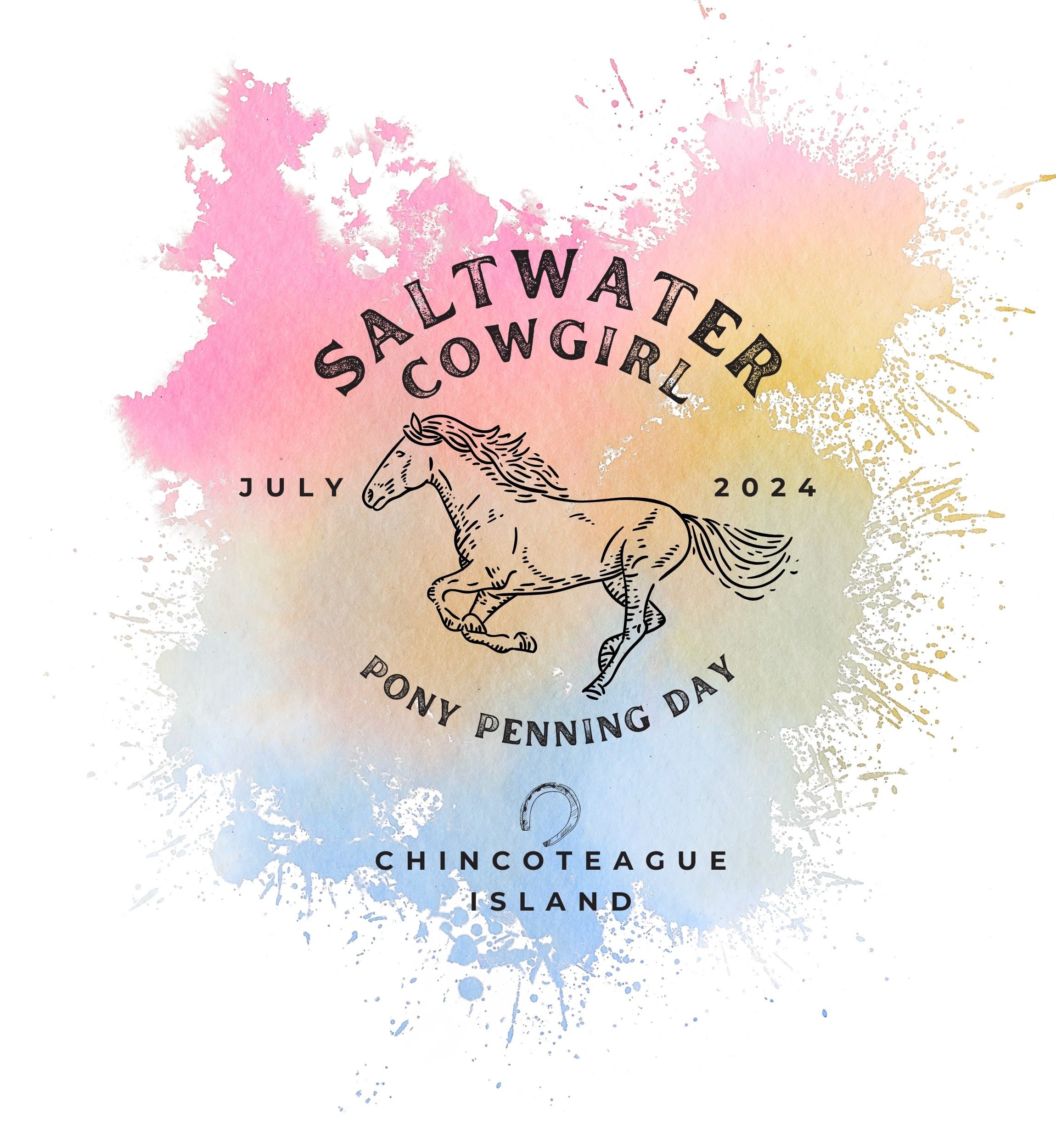 Chincoteague Pony Teeassateague Island Watercolor Teesaltwater