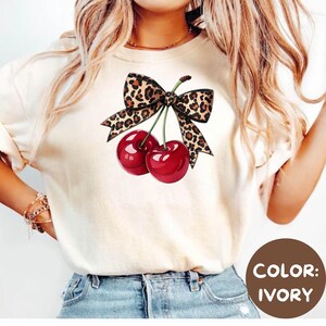 Cherry Bow T-Shirt: Animal Print, Garment-Dyed US Cotton Tee