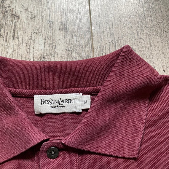 Yves Saint Laurent men’s Vintage burgundy polo sh… - image 4