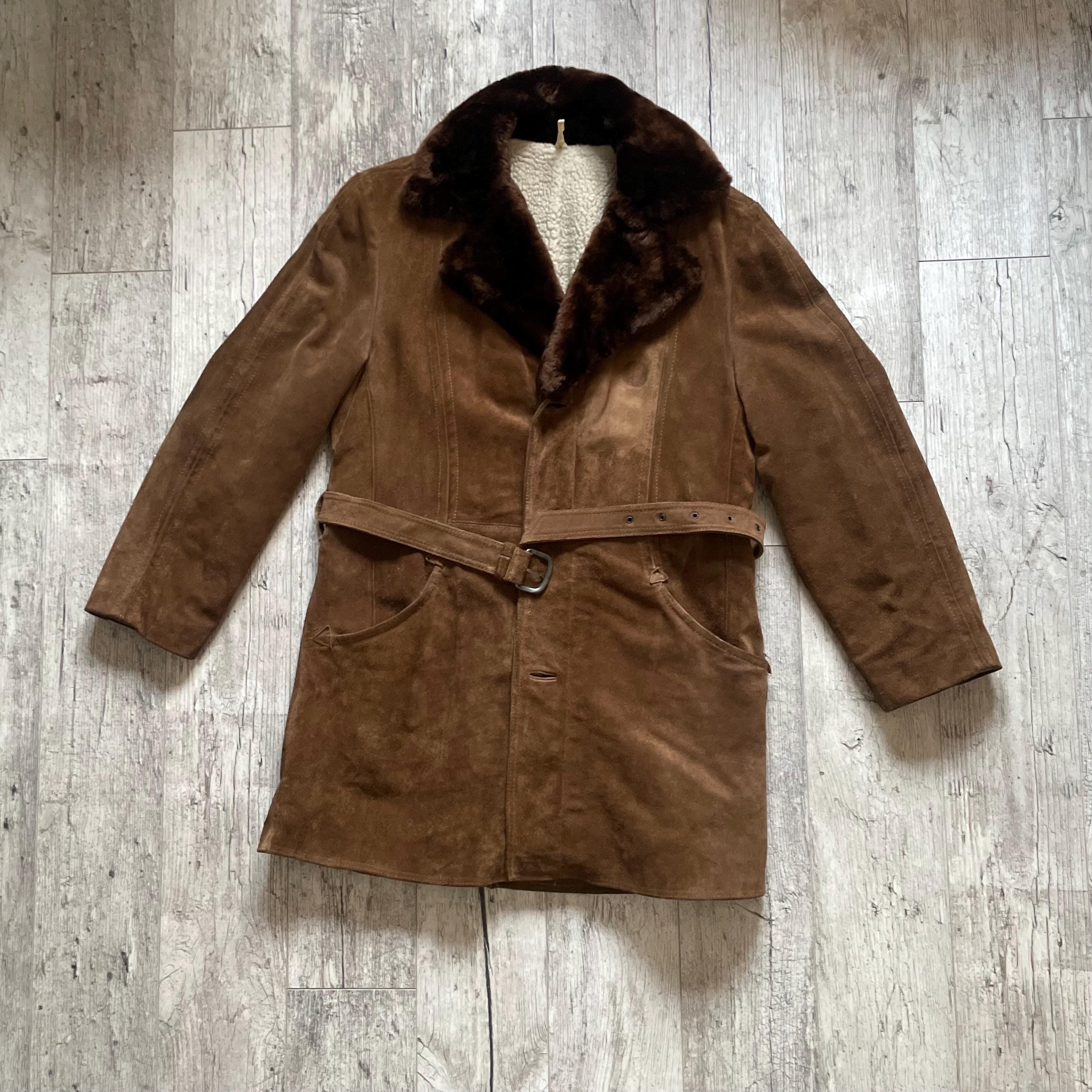Vintage Retro Shearling Coat Military Wear Sheepskin Jacket Coat