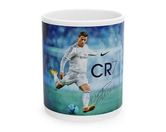 Taza de cerámica estética Soccer CR7 Cristiano Ronaldo, (11oz, 15oz)