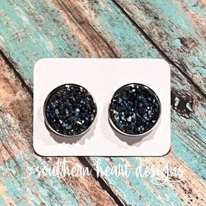 Navy Blue Stud Earrings