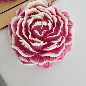 Huge Peony Flower candle - home decor - friend gift - dual tone colors - scented/unscented - decorative sculptural candle gift - 1 lb