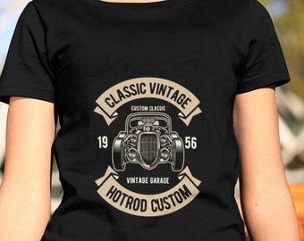 Vintage Hotrod Graphic T-Shirt - Perfect Gift for Classic Car Enthusiasts,Retro Auto Style Statement.A Must-Have for Vintage Fashion Lovers