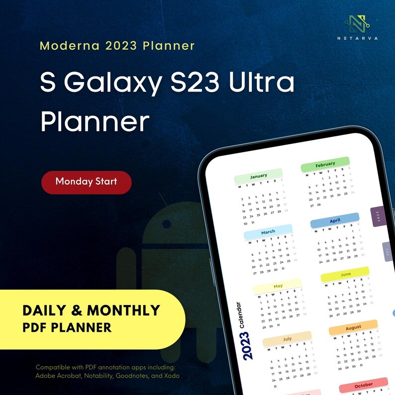 Samsung Galaxy S23 Ultra Digital Planner / 2023 Calendar / Android
