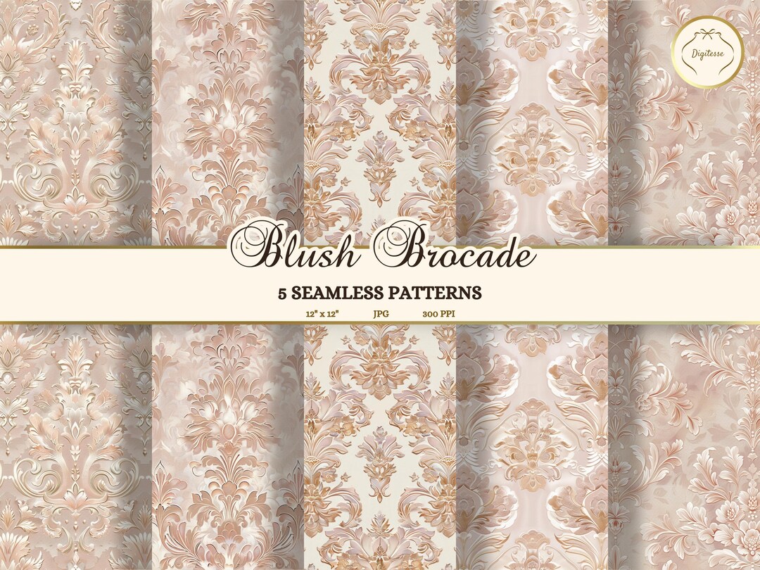 Pimk Rococo Pattern Pale Pink Damask Patterns, Rococo Digital Paper (JPG) - Etsy