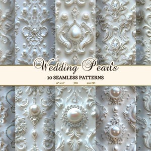 Naadloos bruiloftbestand, download bruidsafval dagboekpapier, elegante parel digitaal papier, luxe juwelen achtergrond, Rococo Palace Walls JPG