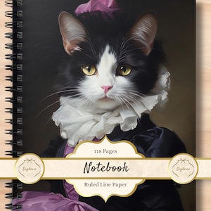 Tuxedo Cat Notizbuch, Schwarz-Weiß-Katzengeschenk, Tuxedo Cat Cat Weihnachtsgeschenk, Tuxedo Cat Princess Journal Dekoratives, Tuxedo Cat Geschenk