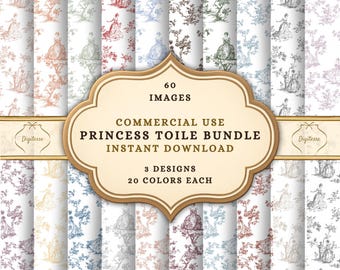 Seamless Toile De Jouy Value Pack for Commercial Use ("Princess" Patterns): Cottagecore, Shabby Chic, French Country, Vintage, Chinoiserie