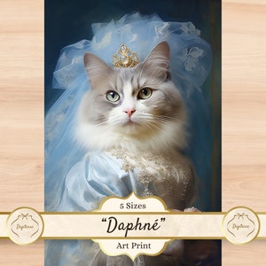 Royal Ragdoll Cat Painting, Unique Holiday Present for Cat Lover, Ragdoll Cat Gift, Rococo Art Print, Historical Ragdoll Cat Portrait