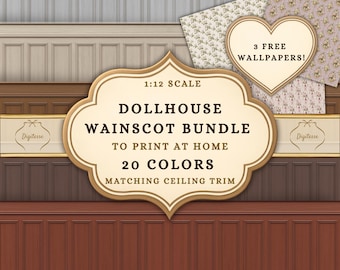 1:12 Scale Dollhouse Wainscot and Trim Bundle (Digital Download)