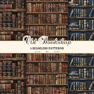 Papel imprimible para diario basura de Dark Academia, descarga de patrones sin costuras de libros antiguos estéticos, papel para álbumes de recortes de biblioteca victoriana vintage