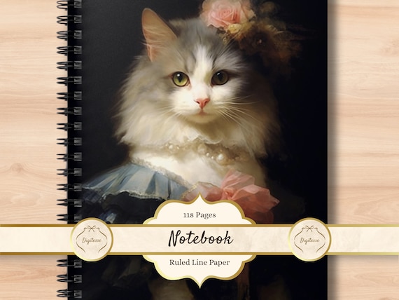 Gray and White Cat Notebook, Stocking Stuffer for Cat Lovers, Royal Cat  Journal Notebook, Cat Holiday Gift for Coworkers, Gift for Teachers 