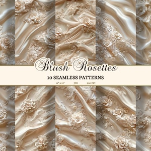 Texture satinée rose poudré, motifs roses sans couture, papier journal romantique de luxe à imprimer, arrière-plans de rosaces rose pâle doux JPG