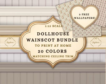 Printable Dollhouse Beadboard Wainscoting Bundle (Digital Download)