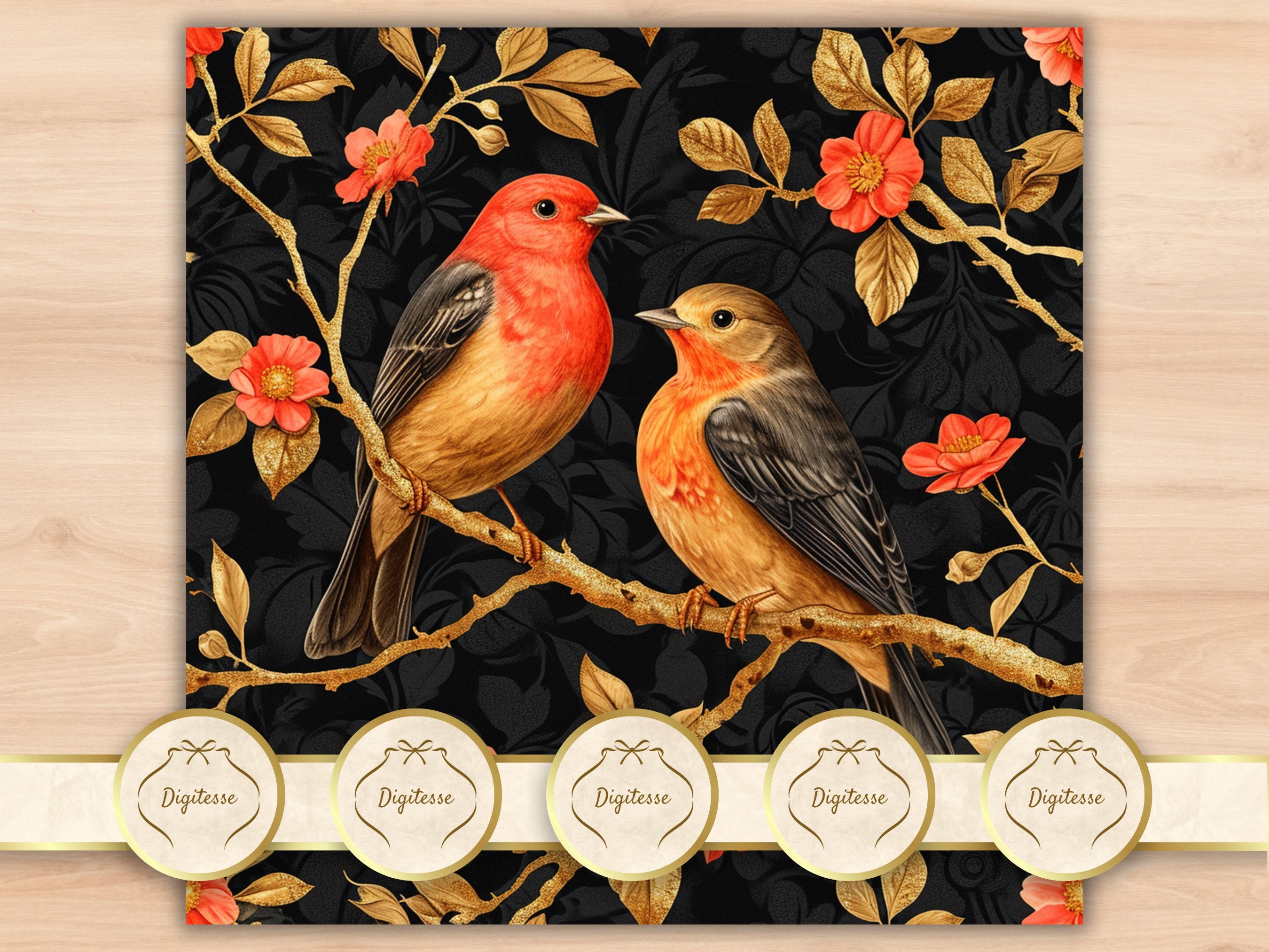 Watercolor Birds Printable Paper, Victorian Lovebirds Clipart, Valentine's Day Junk Journal ...