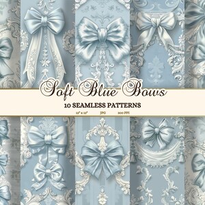 Kokette Nahtlose Muster JPG, Blaues Junk Journal Papier zum Ausdrucken, Kokette Bögen Digital Paper Pack, Rokoko Shabby Chic Wallpaper Download