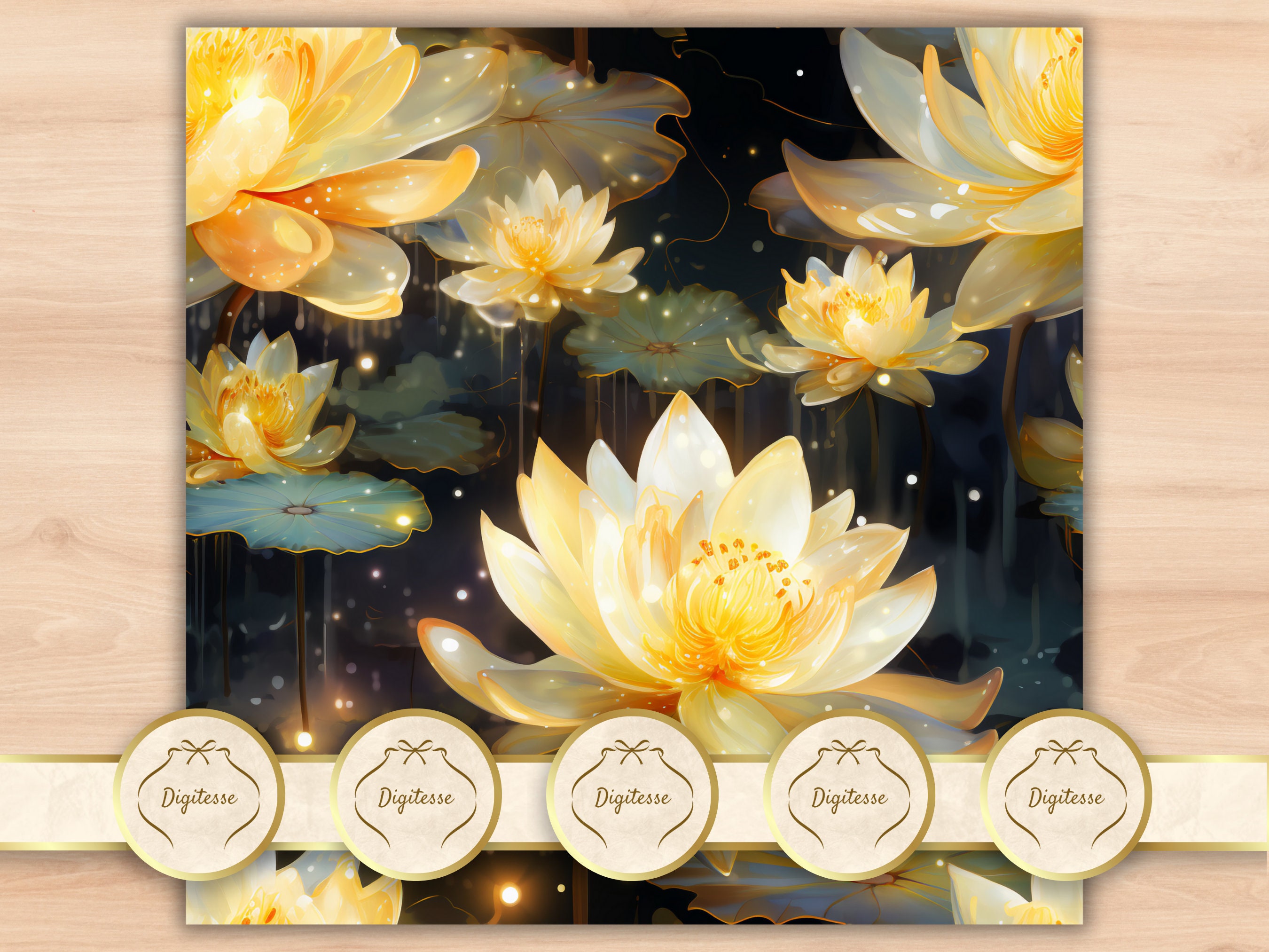 Seamless Pattern Watercolor Floral Water Lilies, Water Lily Digital ...