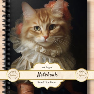 Ginger Cat Notebook, Orange Tabby Gift, Ginger Tabby Cat Journal, Cat Cat Holiday Gift, Gift for Writers, Fantasy Cat Art Notebook