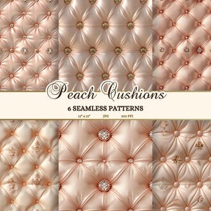 Naadloos perzikpatroon, digitaal designpapier voor de lente, rococo-perzikroze gewatteerde satijnen textuur JPG, Coquette Aesthetic Junk Journal Paper