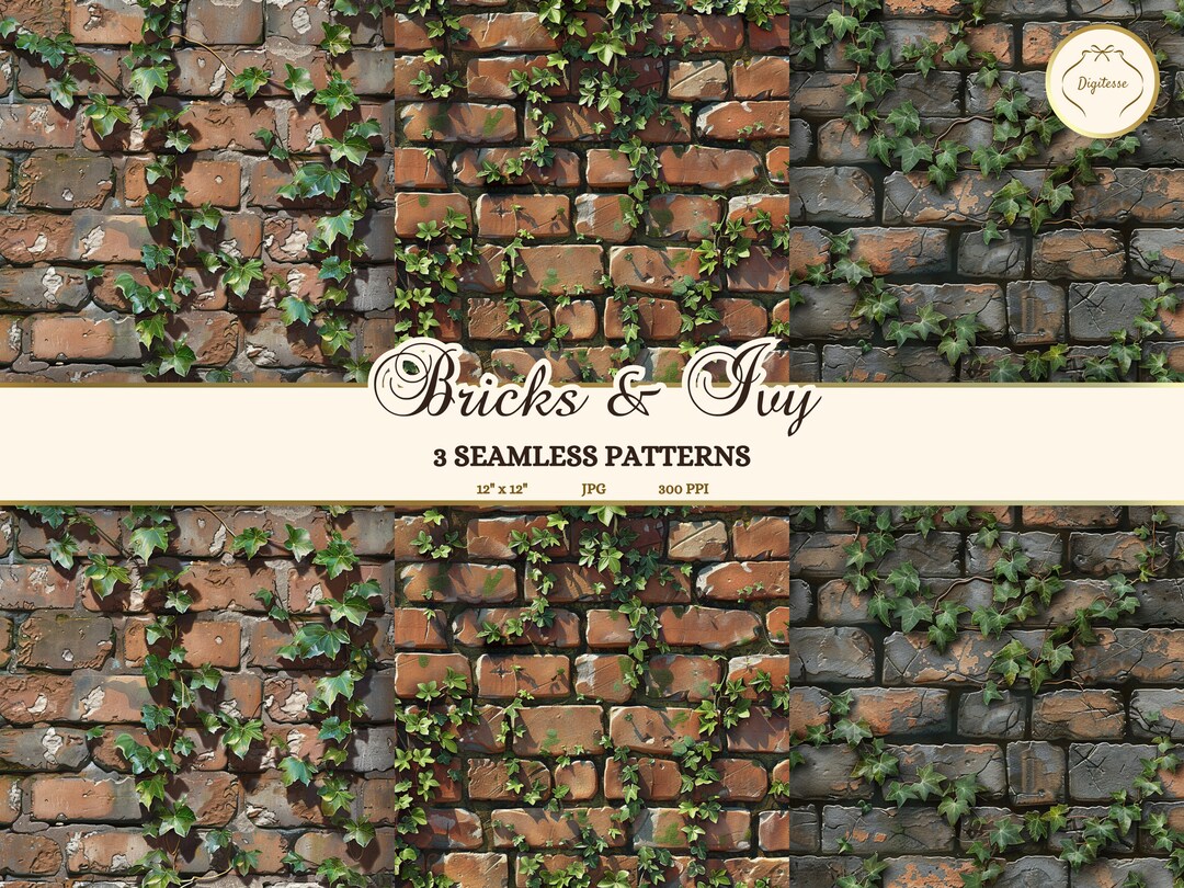Brick Walls Seamless Pattern, Garden Walls Repeating Design, Ivy ...