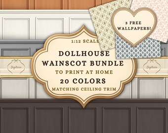Printable Dollhouse Wainscot and Trim Bundle (Instant Download)
