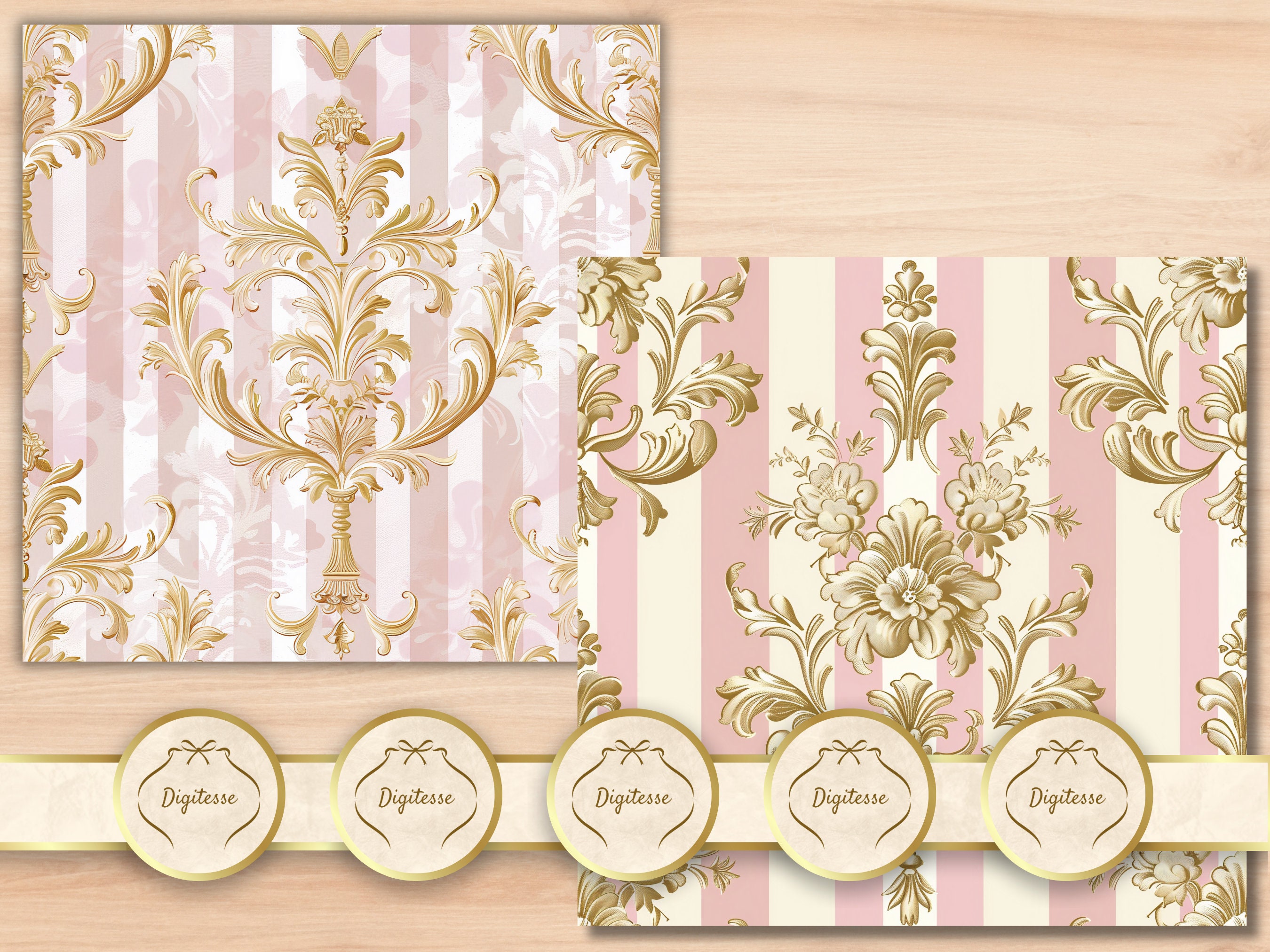 Pimk Rococo Pattern Coquette Aesthetic Seamless Patterns, Pink Rococo Dollhouse Wallpaper ...